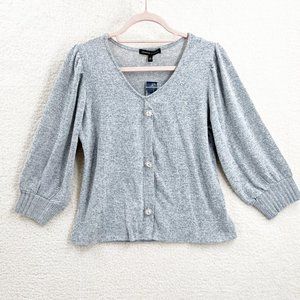Adrienne vittadini Gray color super soft 3/4 sleeve Sweater Top Size S NWT